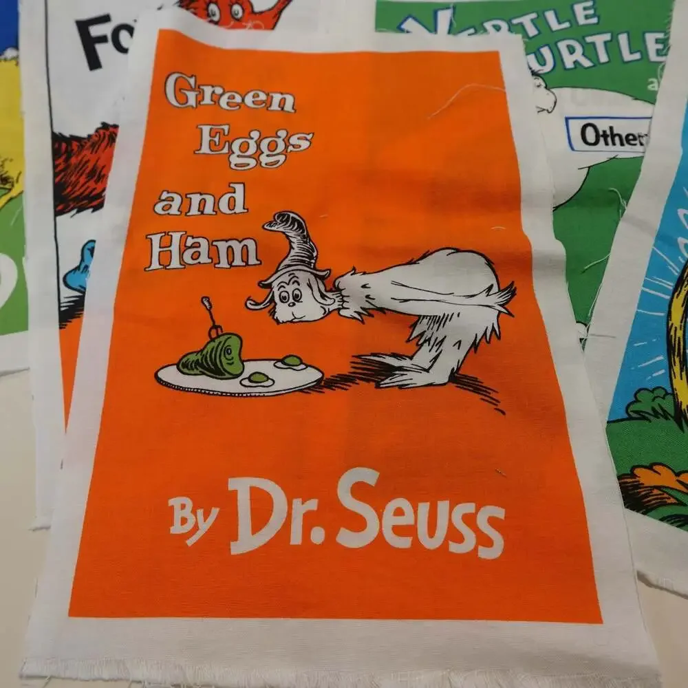 DR. Seuss “Celebrate Seuss” Book Titles  + other Seussy Cotton Fabric Panels